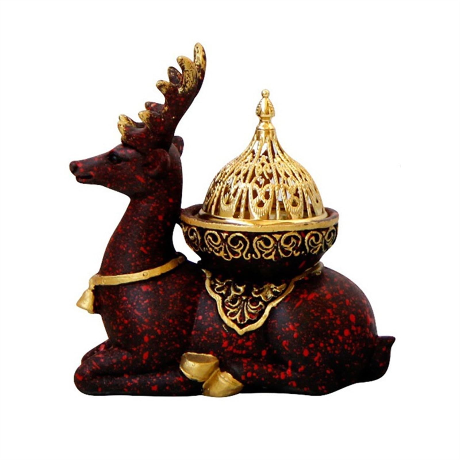 Incense Holder Marble Patterned Reindeer Incense Burner, Exquisite Resin, Portable Frankincense Cone for Home Office Yoga Spa Decor Teahouse
