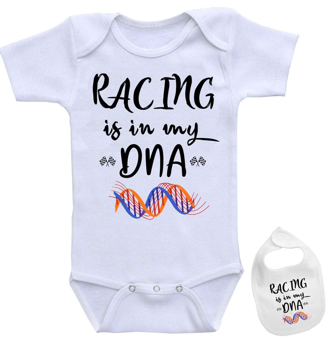 Racing is in My DNA -Cute Car Racing Outdoor Sports Baby Bodysuit Onesie & bib