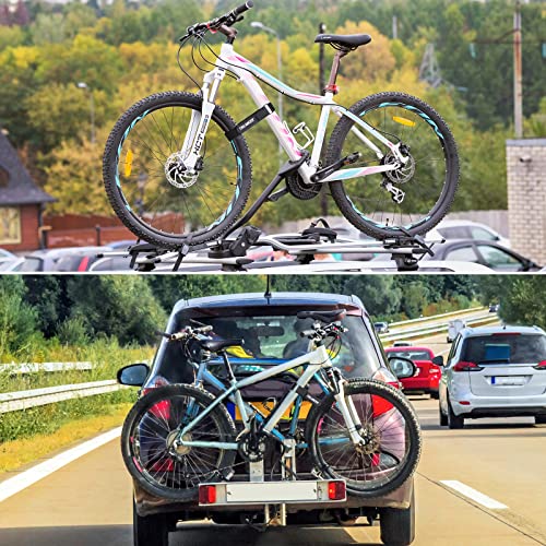 Fahrradträgergurte, 4er-Pack Trilancer Verstellbare Fahrrad-Stabilisator-Gurte, Spanngurte mit Haken und Schlaufe für Auto- und Wandhalterung, für Transport und Aufbewahrung (65 cm x 3,8 cm)