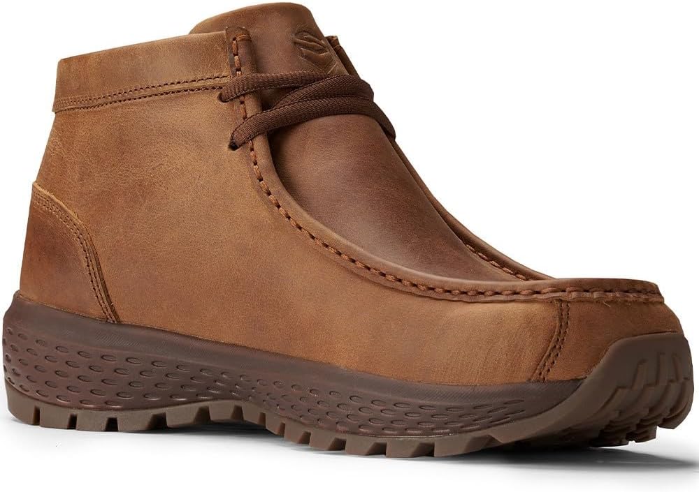 SUREWAY Men's Chukka Boots,Fashion and Comfort Driving Shoes,Lightweight Durability Leather Moc Toe Work Boots - Image 3