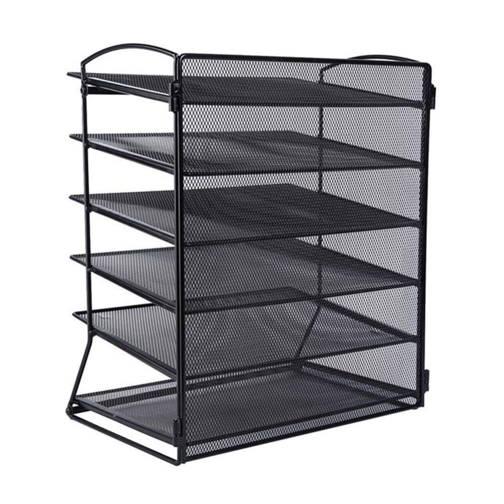 Bandejas Verticales de Malla de Alambre de Metal Negro de 6 Niveles, Soporte para Archivos de Documentos, Estante clasificador de Escritorio de Oficina