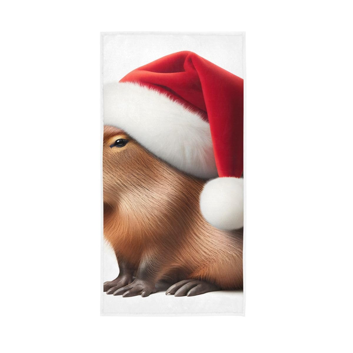 LSRCPD Capybara Wearing Christmas Hat Hand Towels Cotton Absorbent Soft Decorative Towel for Bathroom 15 x 30 Inch