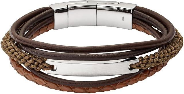 Fossil Męska bransoletka Vintage Casual Multi-Strand, Rozmiar uniwersalny, Skóra, Bez kamienia
