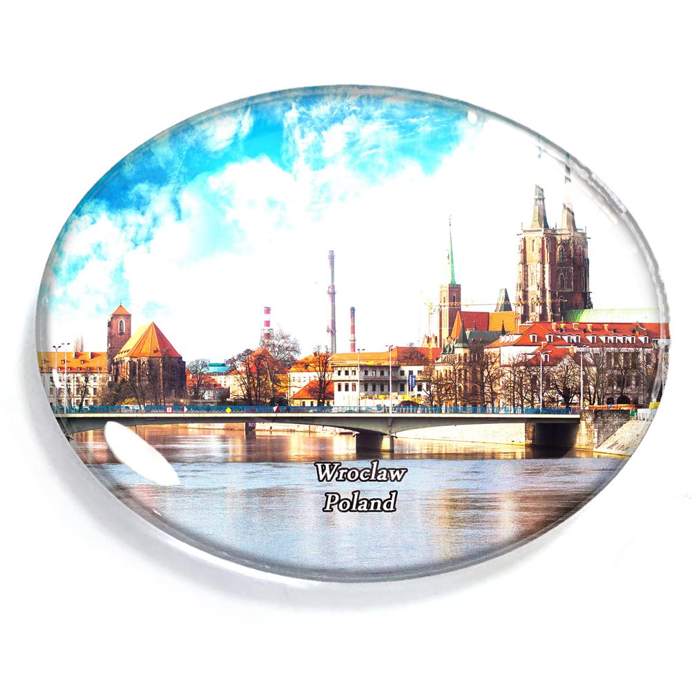 Poland-4009 Wroclaw Poland Magnet Fridge Refrigerator Freezer Magnet Sticker Souvenir Decorations Oval Crystal Magnet Kitchen Whiteboard
