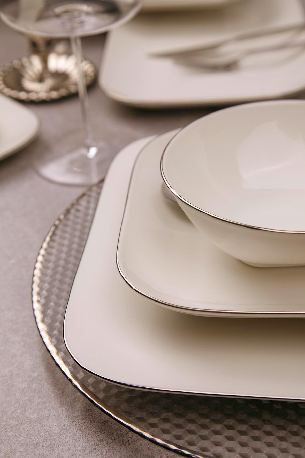 Elegante juego de cena de 51 piezas, 100% porcelana, color crema, incluye platos de servicio, bolos, platos, perfecto para ocasiones especiales y cenas diarias