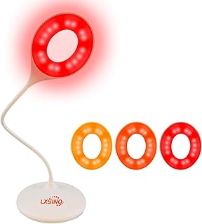 Lâmpada de mesa com leitura, bloqueio de luz azul, 2 modos de cor, 1600 K amarelo e vermelho, regulável e redução de fadiga ocular