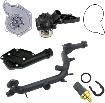 06E121018B Engine Cooling System Kit Coolant Thermostat Kit For Audi 2008-2010 Q5 A5 A4 Quattro Cabriolet 3.2L Replace 06E121111M 06E121168B