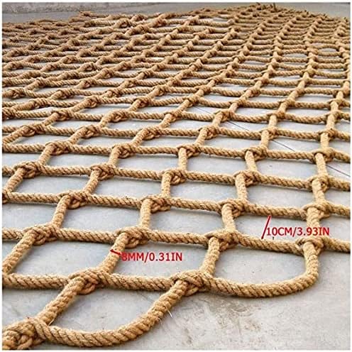 Heavy Duty Hemp Rope Net for Kids - Safety Protective Climbing Net for Outdoor Playgrounds Swingsets Railing Hammocks & Bird Decor - Durable Cargo Netting