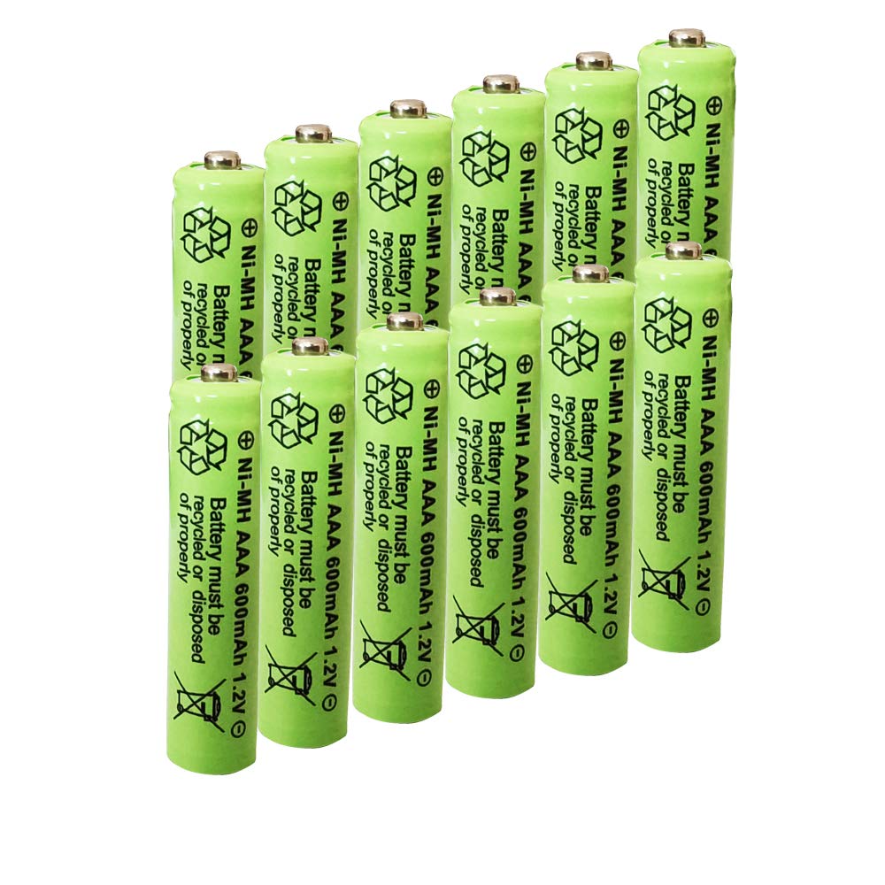 AAA Rechargeable Solar Light Batteries NiMh 1.2V 600mAh for Outdoor Garden Solar Lights, Battery String Lights Pre Charged(12 Pack)