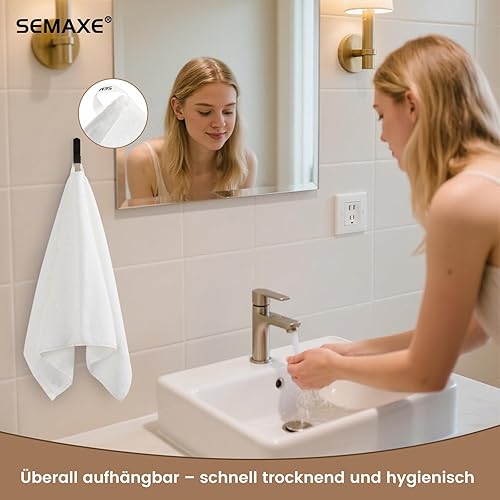 Vista 334 de SEMAXE - Juego de toallas de baño grises, 2 toallas de baño, 2 toallas de mano, 4 toallas faciales, toalla 100% algodón para baño, toalla suave