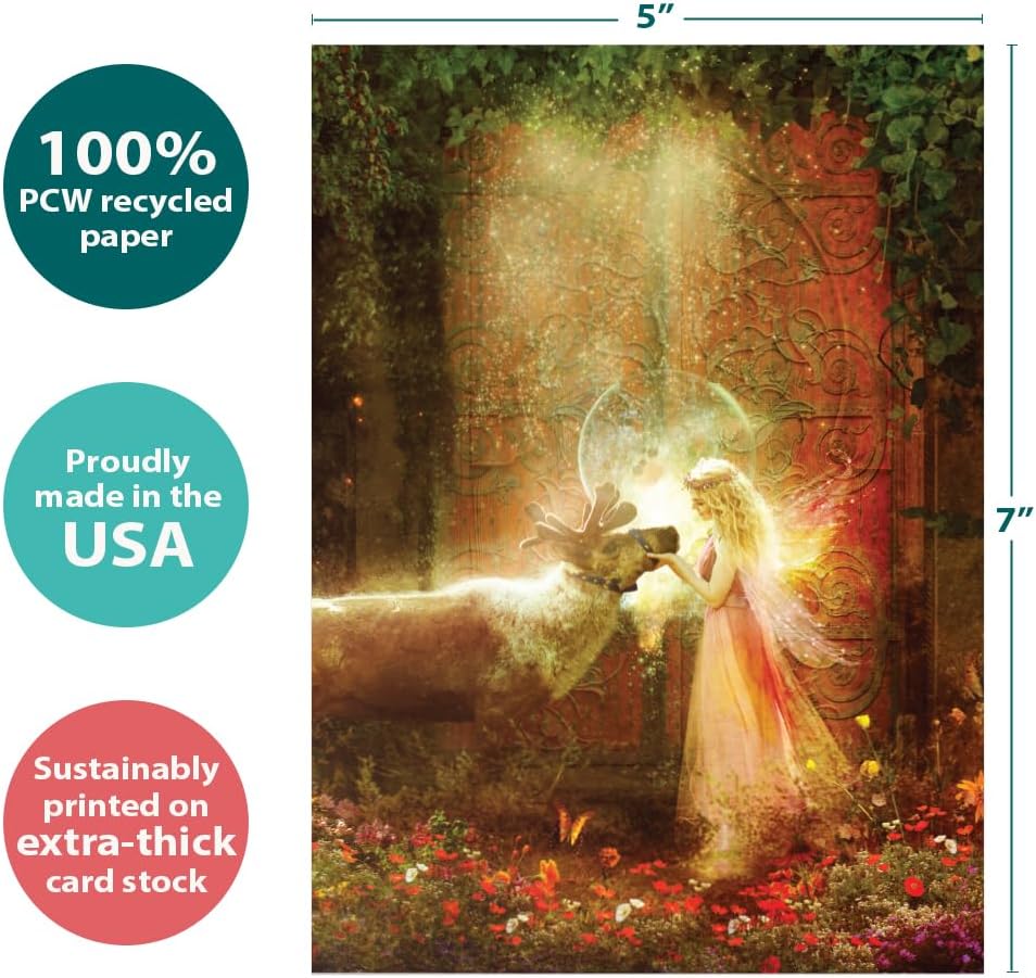 Tree-Free Greetings Gentle Kindness Solstice Cards - 10 Recycled 5x7 Cards & Matching Envelopes, Thick Cardstock, Made in USA - Mystical Fairy Ring - Image 4