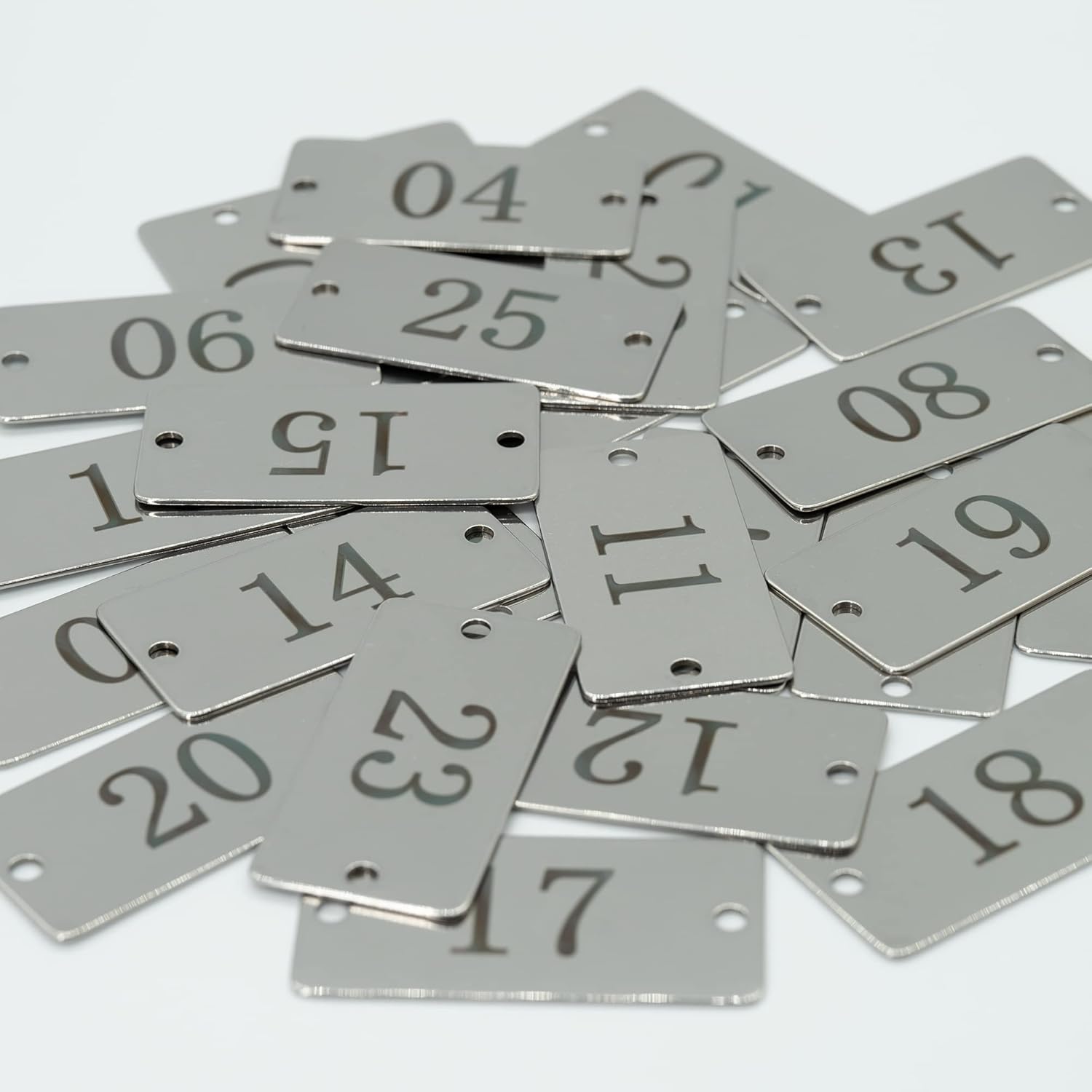 StayMax Stainless Steel Rectangle Numbered Tags with Two Holes 1 Inch x 2 Inch (26-50) - Image 5