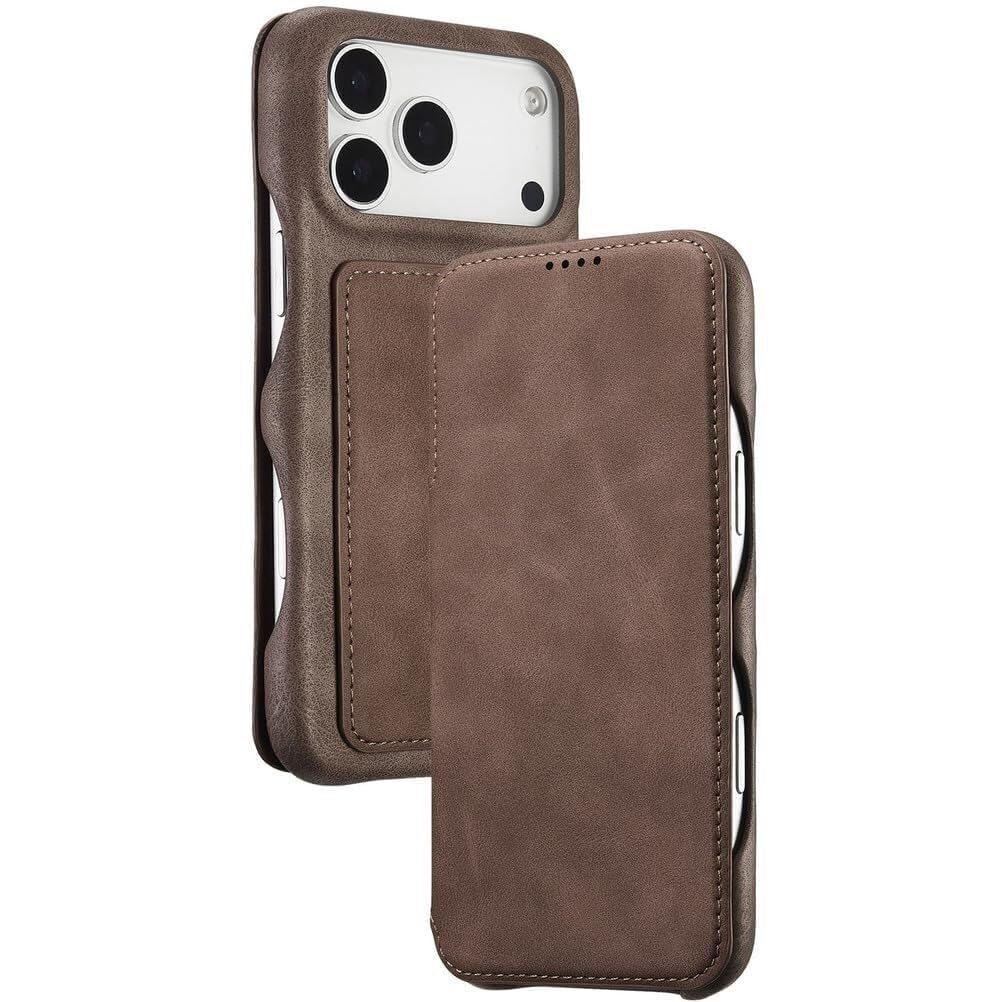 Generico Etui na iPhone 17 Pro Max/17 Pro/Air/17, magnetyczne etui na karty z klapką z klapką na telefon komórkowy all-inclusive (mosiądz, 17)