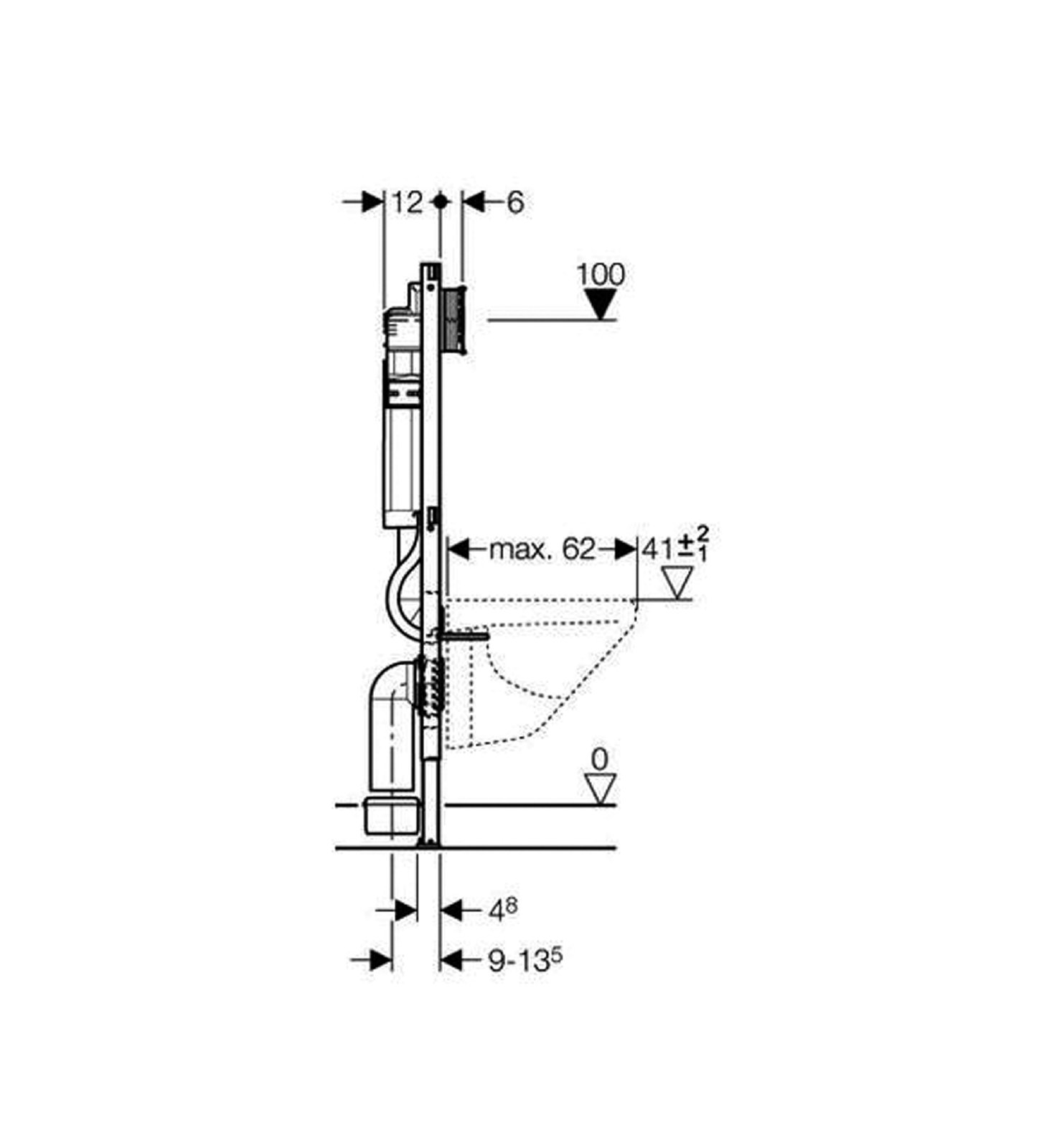 Geberit Vorwandelement Duofix, 111300005, für Wand-WC, mit 2-Mengen-Spültechnik, Spül-Stopp-Funktion, Schwitzwasser-isolierter, Stahlkonstruktion, 65178 3