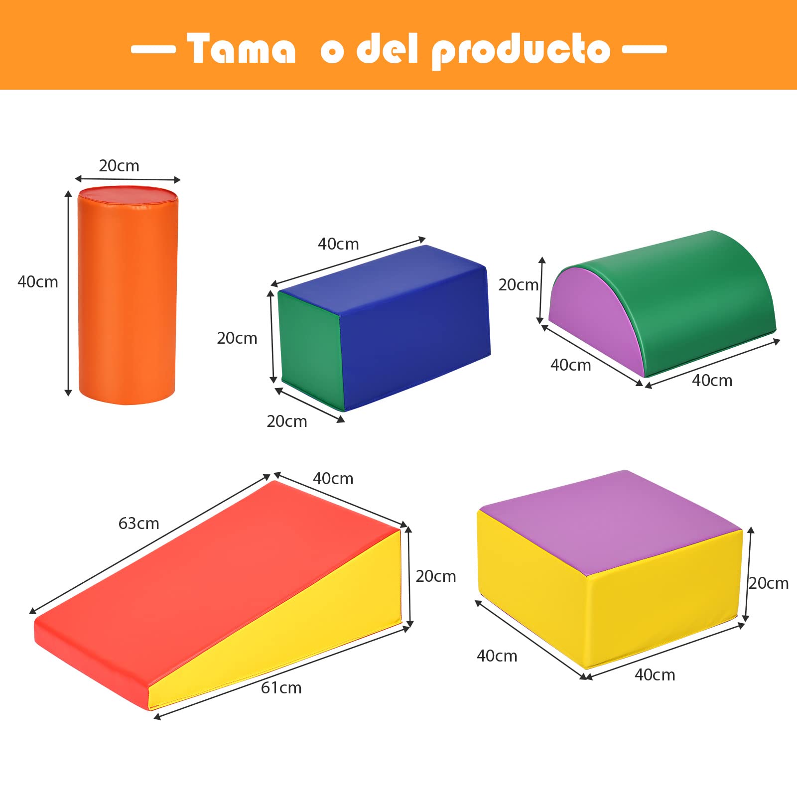 GOPLUS Juego de 5 Piezas Bloques de Espuma Grandes para Bebé, Conjunto de Juguetes Construcción de PP y EPE, Jueguetes Multicolores Educativos para Bebé de 6 Meses a 3 Años