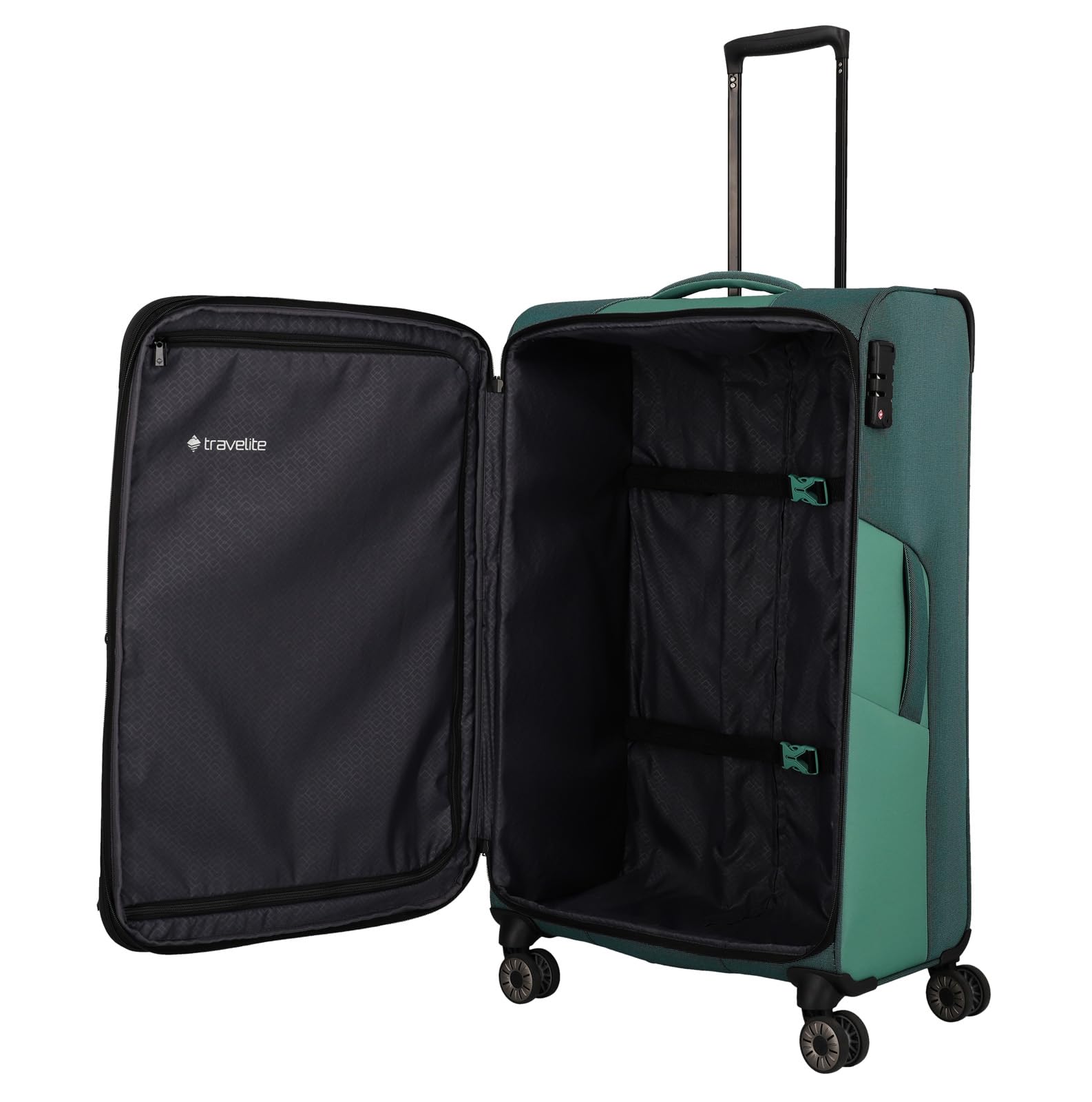 Travelite Zestaw walizek 4-częściowy, miękka obudowa, 4 rolki, Eukaliptus (zielony), Trolley L erw. (77 cm), casual