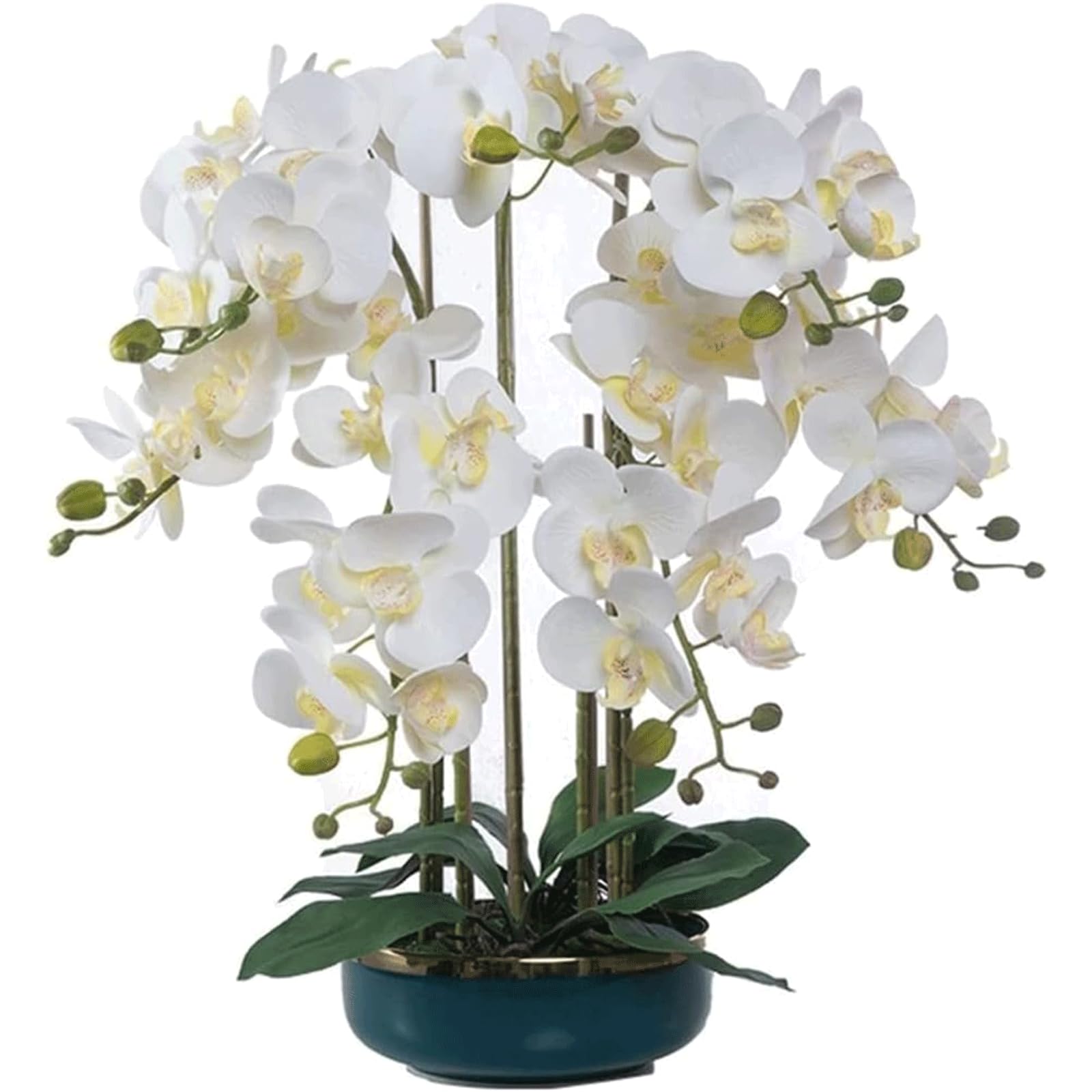 XDLEDMKIZ White Orchid Artificial Flowers Fake Flowers Realistic Dining Room Office Decoration Floral Arrangement Centerpieces Bouquets