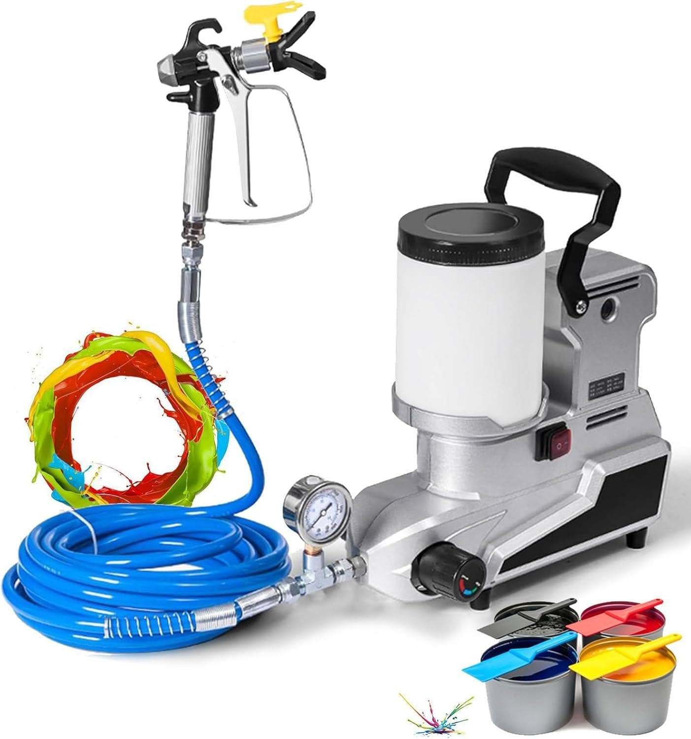 Pulverizador De Pintura Sin Aire De Alta Presión De 2,5 L Y 120 Mpa, Eléctrico, para Piedra Natural, 2 L De Capacidad, Manguera De 5 M, Presión Ajustable, Portátil, De Plástico, Tipo Pistola