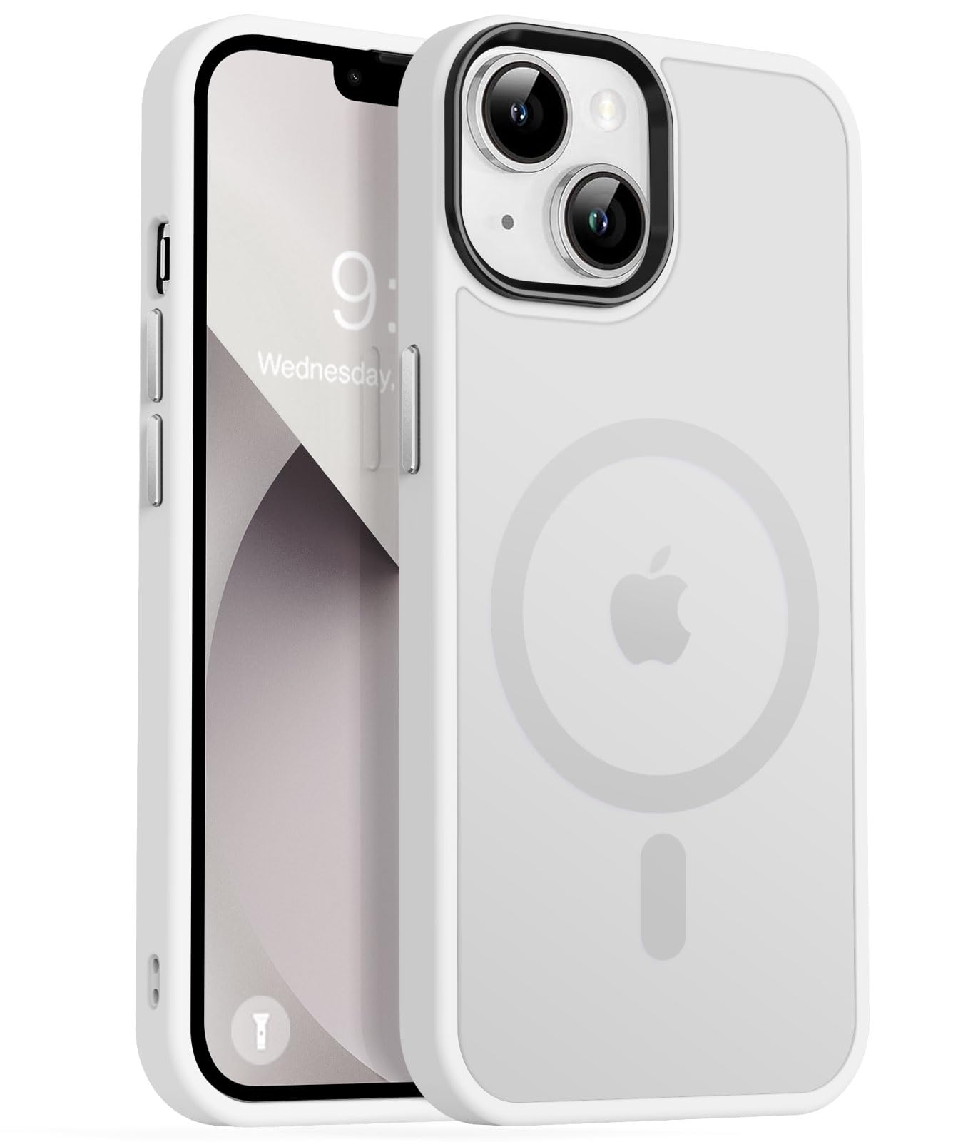 Vooiifor iPhone 14 Case/iPhone 13 Case, Compatible with Magsafe, Translucent Matte Shockproof Military-Grade Protection, Strong Magnetic Phone Case for iPhone 14/13 6.1'', Frosted White