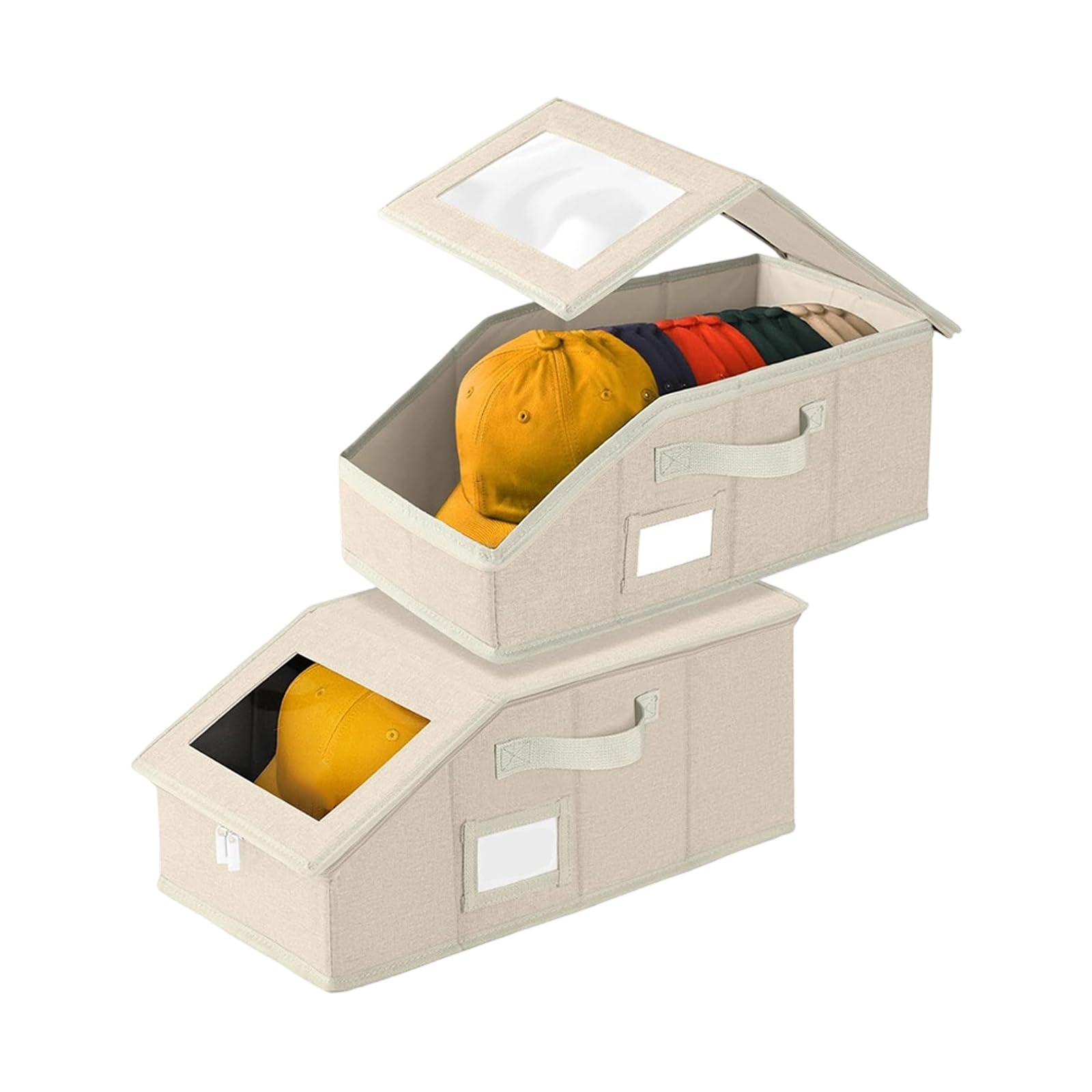 Msioytog Of 2 Spacious Baseball Cap Storage Solution Featuring Stackable Designs for Neat Collection Display Large Capacity Hat Box