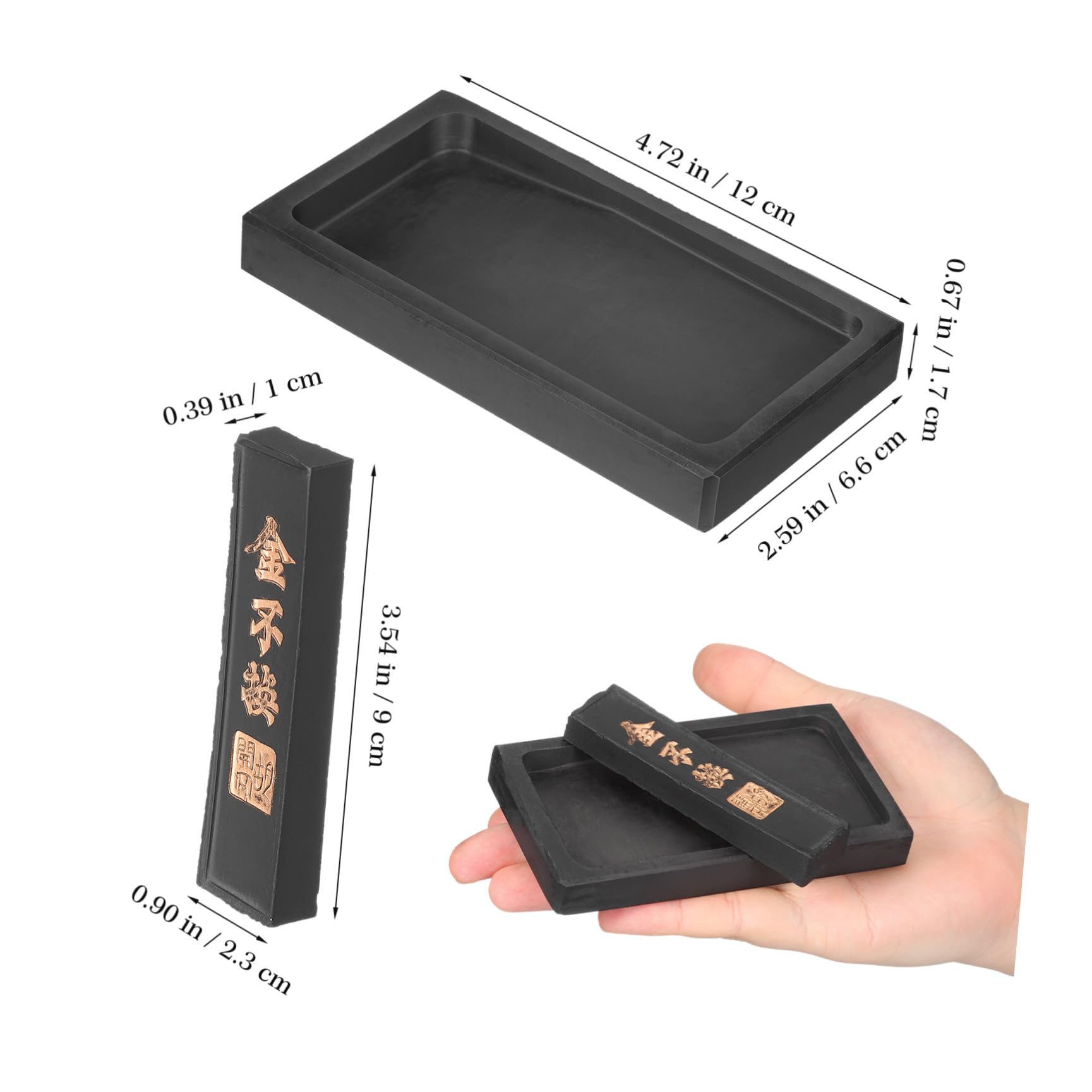 3 Ensembles d'encre caligraphie handmade meulage d'une plaque d'encre préserver l'encre rectangle Quatre trésors du kit d'étude Chine Pierre étudiant