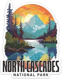 Generic Retro North Cascades National Park Sticker - Waterproof Vinyl Decal for Car Bumper, Laptop, Water Bottle, Luggage, Wall, Window, Sticker Size - 5'' Longer Side