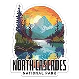 Generic Retro North Cascades National Park Sticker - Waterproof Vinyl Decal for Car Bumper, Laptop, Water Bottle, Luggage, Wall, Window, Sticker Size - 5'' Longer Side