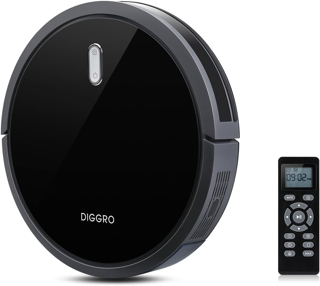 DIGGRO D300- Robotic Vacuum Cleaner ( 1400Pa Suction Power , 0.5L Dust Tank with Hepa Filter, Anti-fall& Anti-collision, Automatic Self-Charging Designed for Animal hair Hard Floor and Carpets)