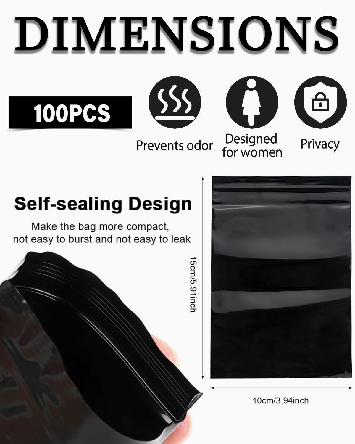 Bolsas higiénicas para compresas sanitarias - 100pcs bolsas higiénicas,bolsas de higiene femenina,bolsas de eliminación de compresas sanitarias,dispensadores,sellables y evitan olores