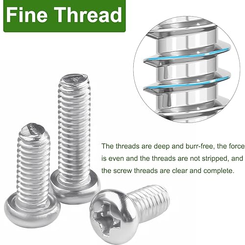 Miniatura 3 de Phillips Tornillos de cabeza cacerola M2 M3 M4 M5 Tornillos de cabeza cruzada tuercas arandelas juego surtido, 304 acero inoxidable métrico, cabeza
