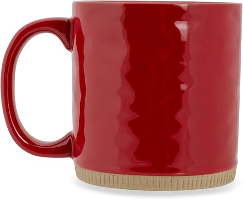 Miniatura 3 de Elanze Designs Juego de 4 tazas de café de cerámica de 15 onzas con fondo de arcilla cruda de alto brillo, color rojo..