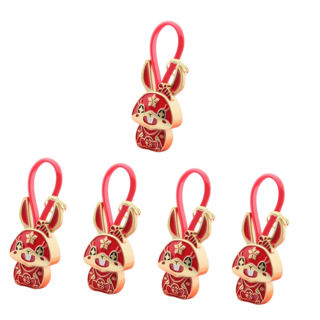 SOIMISS 5 Piezas Llavero Conejo Estatua De Conejo Retro Decoración De Llavero De o Chinos Colgante Retro Encantos De Decoración Dorada Zodiaco Chino Metal Rojo