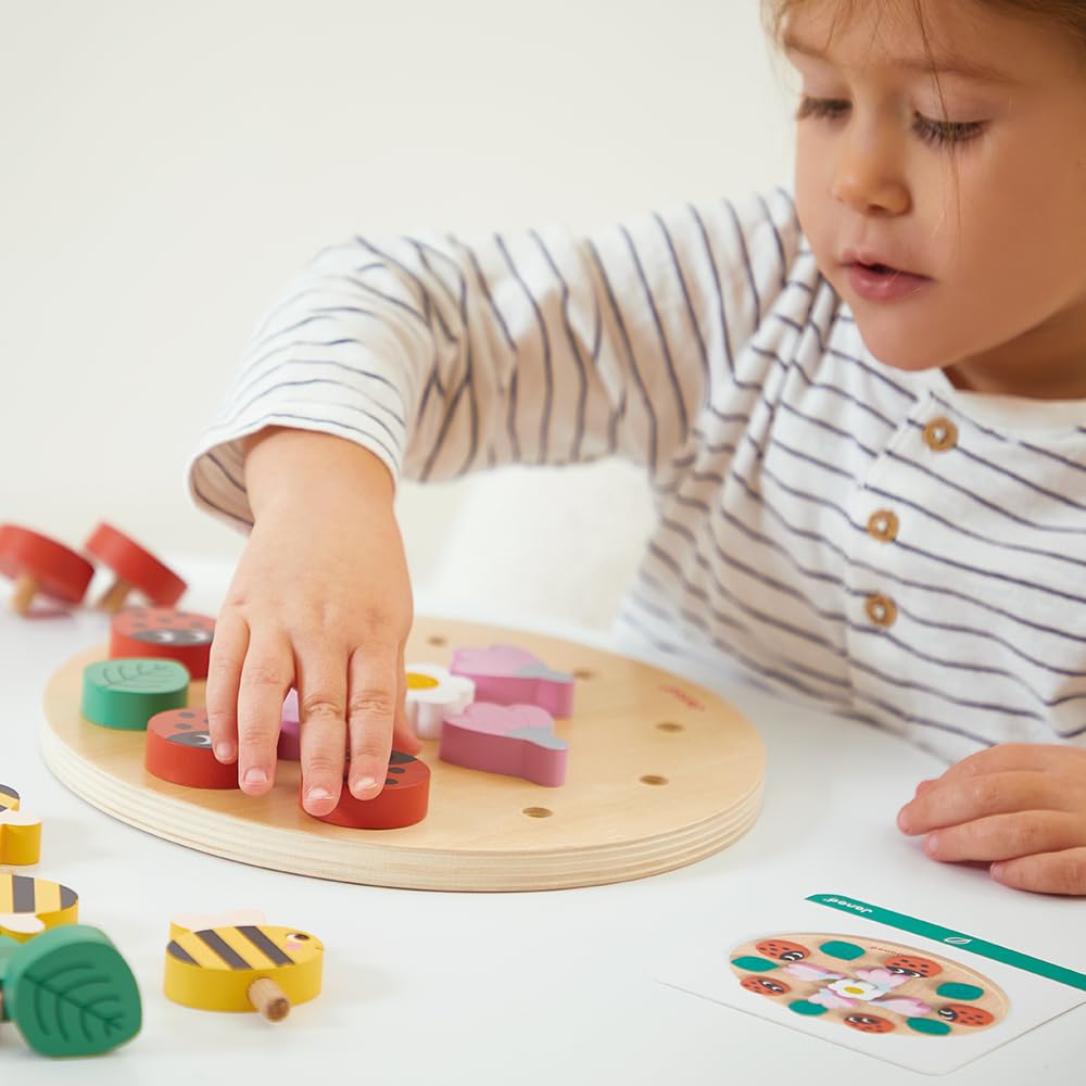 Janod - Gamma Pedagogia - Il Mio Primo Mandala Giardino - Sviluppa Concentrazione e creatività - Gioco Educativo per Bambini - Gioco in Legno FSC - dai 24 Mesi, J05084