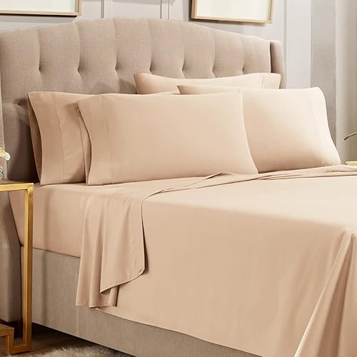 Miniatura 10 de Empyrean Bedding - Juego de sábanas de 6 piezas con correas ajustadas para mayor duración y resistencia, 110 GSM, tejido suave, Microfibra, Azul