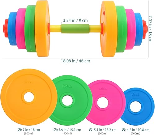 Miniatura 3 de BESPORTBLE Adjustable Dumbbell Weight Set For Kids, Plastic Dumbbells With Water Filling, Exercise Hand Weights For Strength Training, Gym Boys 5-8