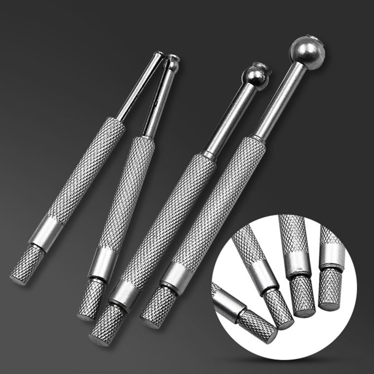 POPETPOP Jeu de 4 Jauges D'alésage Télescopiques en Métal Argenté, Forme Sphérique, pour Trous de 3 à 14 Mm, Extra Longues pour Mesures Profondes Micromètre Extérieur