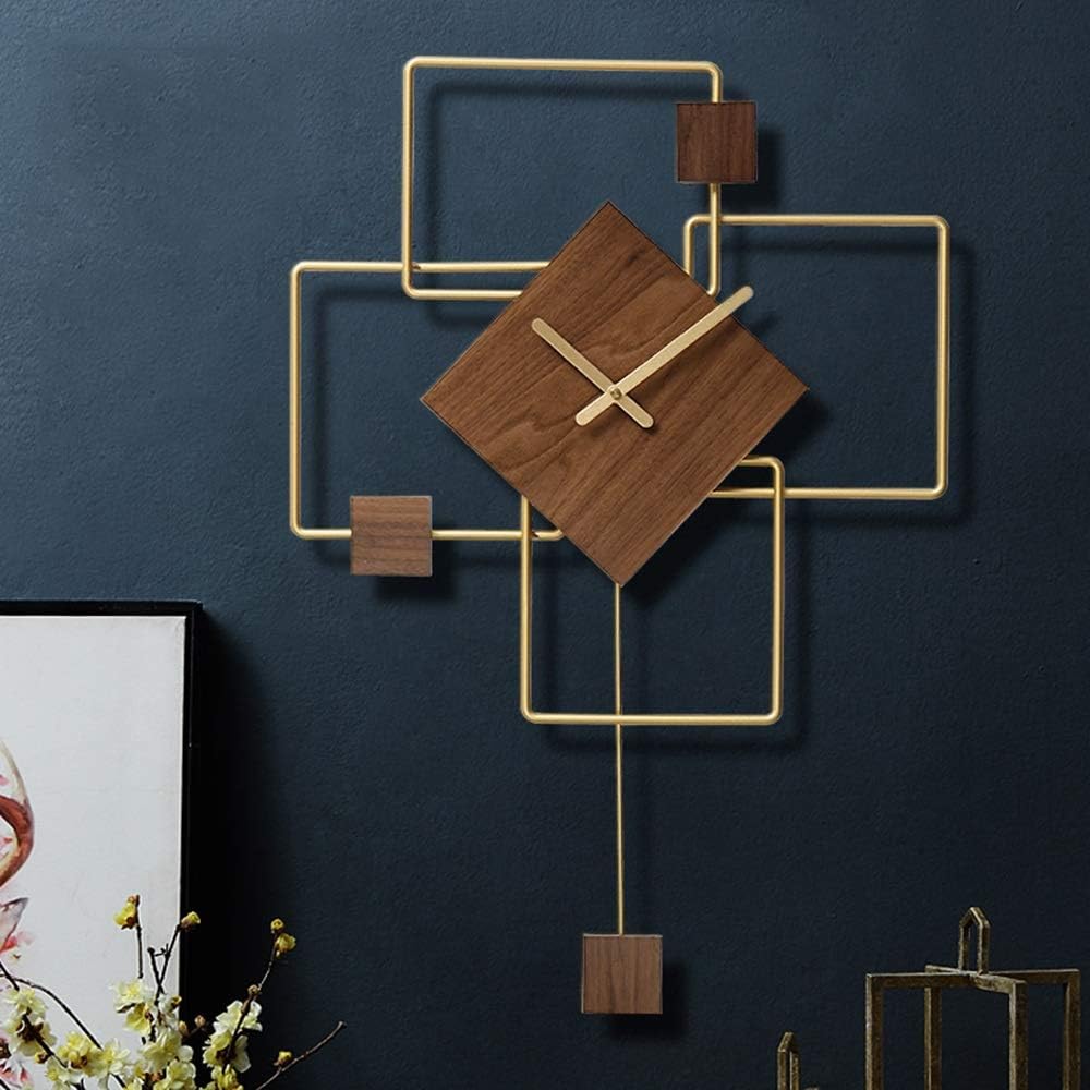 Wall Clock Brown Clocks Creative Nordic Geometric Wall Clock Living Room Home Fashion Table Decoration Clock Mute 46 * 68.5 (cm)