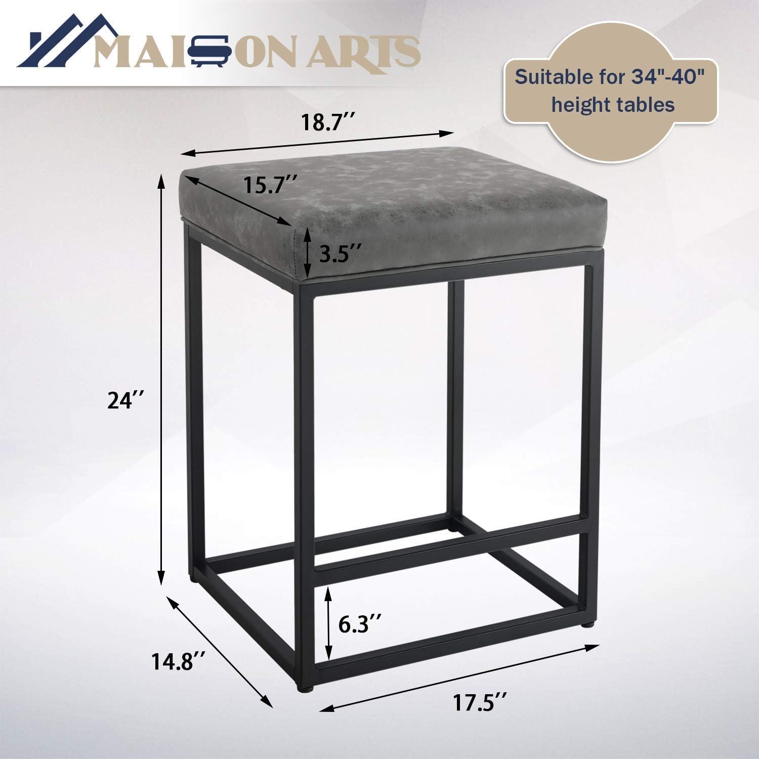 Buy Maison Arts Counter Height 24 Bar Stools Set Of 2 For Kitchen Counter Backless Industrial Stool Modern Upholstered Barstool Countertop Saddle Chair Island Stool