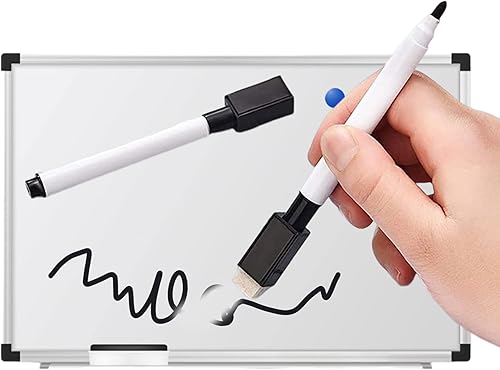 Bolígrafos de pizarra blanca, 2 rotuladores negros de borrado en seco con borrador de punta fina para niños, color negro