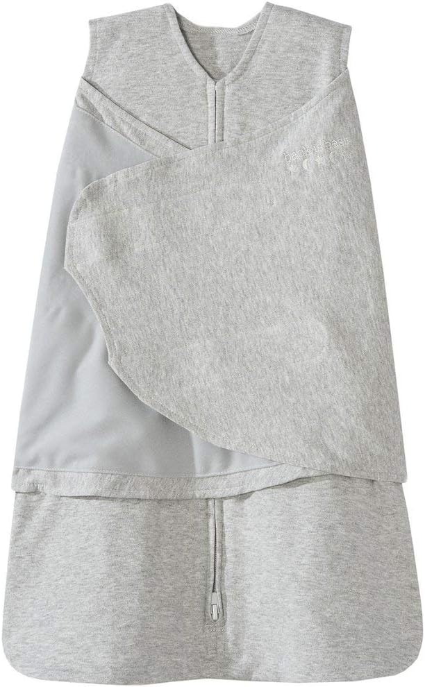 HALO 100% Cotton Sleepsack Swaddle, 3-Way Adjustable Wearable Blanket, TOG 1.5, Heather Gray, Newborn, 0-3 Months