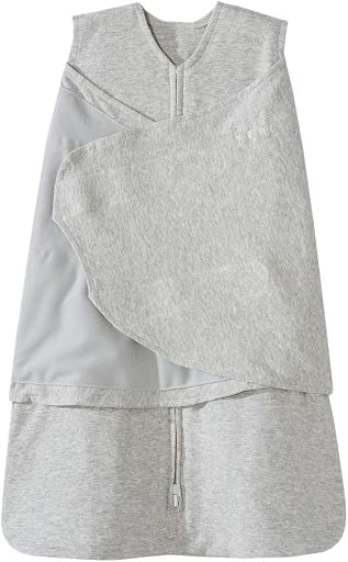 HALO 100% Cotton Sleepsack Swaddle, 3-Way Adjustable Wearable Blanket, TOG 1.5, Heather Gray, Newborn, 0-3 Months