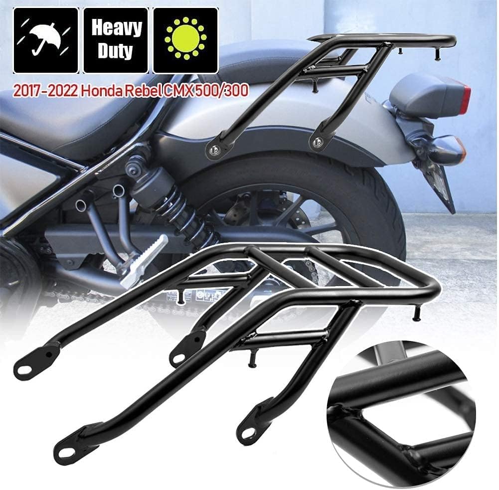 Motorcycle Black Steel Luggage Cargo Rack Carrier Mount Adapter Bracket Rear Fender Fairing for H-onda Rebel CMX 500 300 CMX500 CMX300 Rebel500 Rebel300 2017 2018 2019 2020 2021 2022 2023 (No.1)