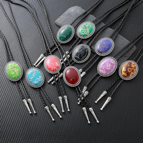 Image of Vintage Western Cowboy Rodeo Black Agate Bolo Tie for Men Women