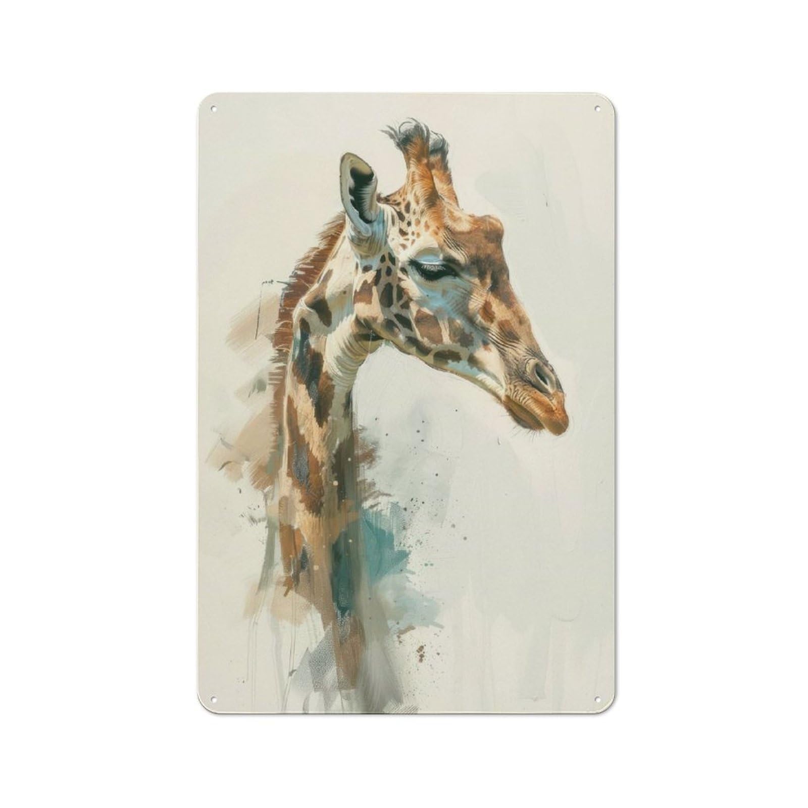 Junmoney Giraffe Portrait Art Classic Metal Wall Plaque 30X20cm Featuring Creative Space Decor For Workspace, Cafe, Shop Or Desk Area