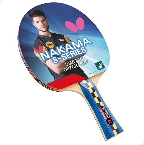 Butterfly Nakama S4 - Raqueta de tenis de mesa – Potencia de fibra de carbono con control sorprendente – Serie Nakama – Incluye 2 40+ pelotas –