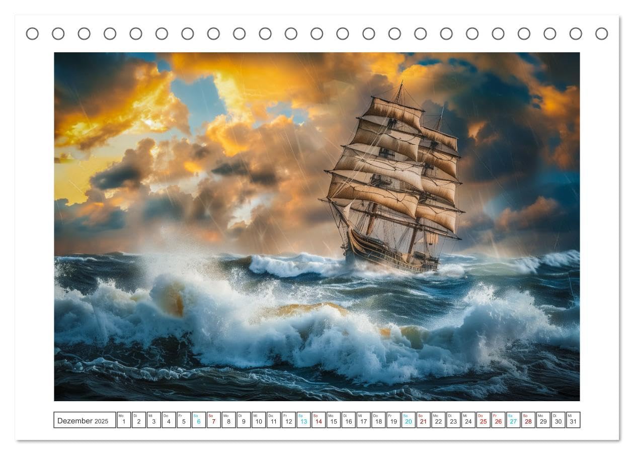 Wind und Wogen (Tischkalender 2025 DIN A5 quer), CALVENDO Monatskalender: Mit unseren erfahrenen Kapitänen und erstklassigen Crewmitgliedern führen ... Tagen der Seefahrt. (CALVENDO Mobilitaet)