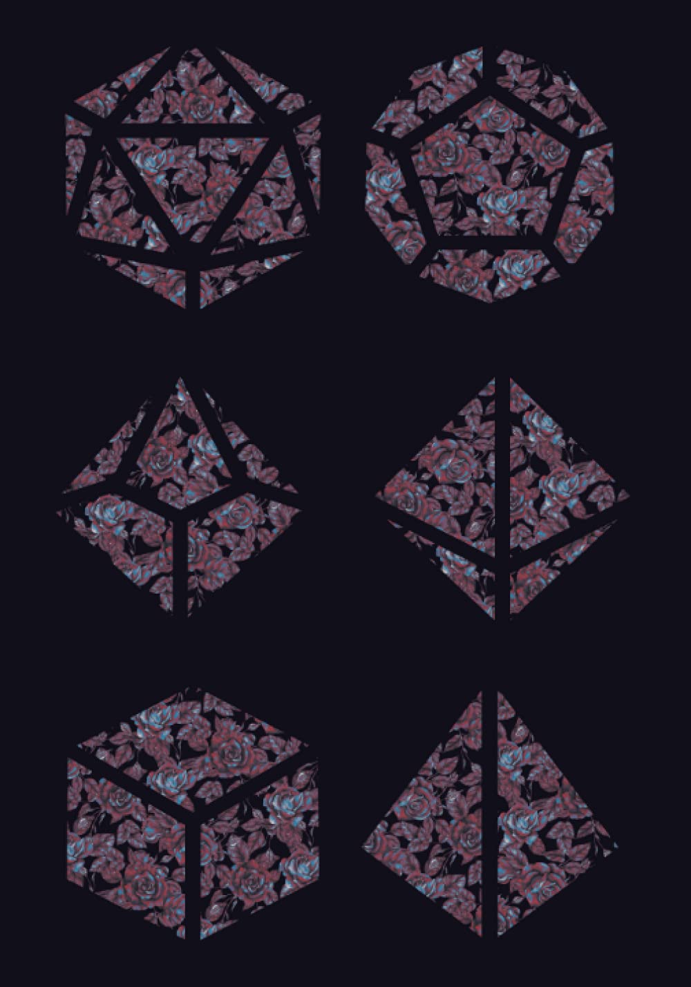 Rose Dice RPG Notebook: Vampire Blue and Red Vintage Rose Pattern Polyhedral Dice D20 | Medium Width College Ruled Blank Lined Paper for Home, School, or Work | Perfect for Dungeons and Dragons Lovers