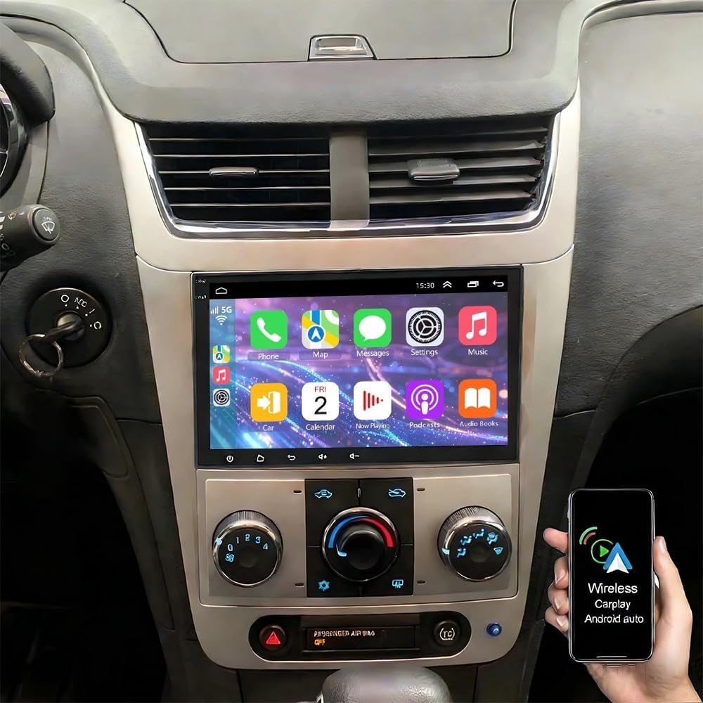 4+64G Double Din Car Radio for Chevrolet Malibu 2008-2012, 10" Touchscreen Android 14 Car Stereo Bluetooth with Wireless Carplay Auto GPS Navi WiFi FM RDS AHD Backup Camera SWC Mirror Link
