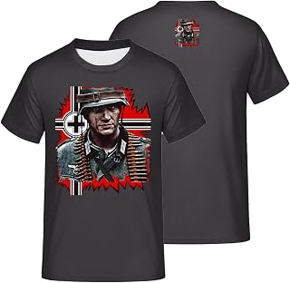 Rrongwn Camiseta para hombre, color negro, camiseta de Alemania de la Segunda Guerra Mundial, camiseta ligera deportiva, holgada, ropa de calle, ocio, camiseta ajustada