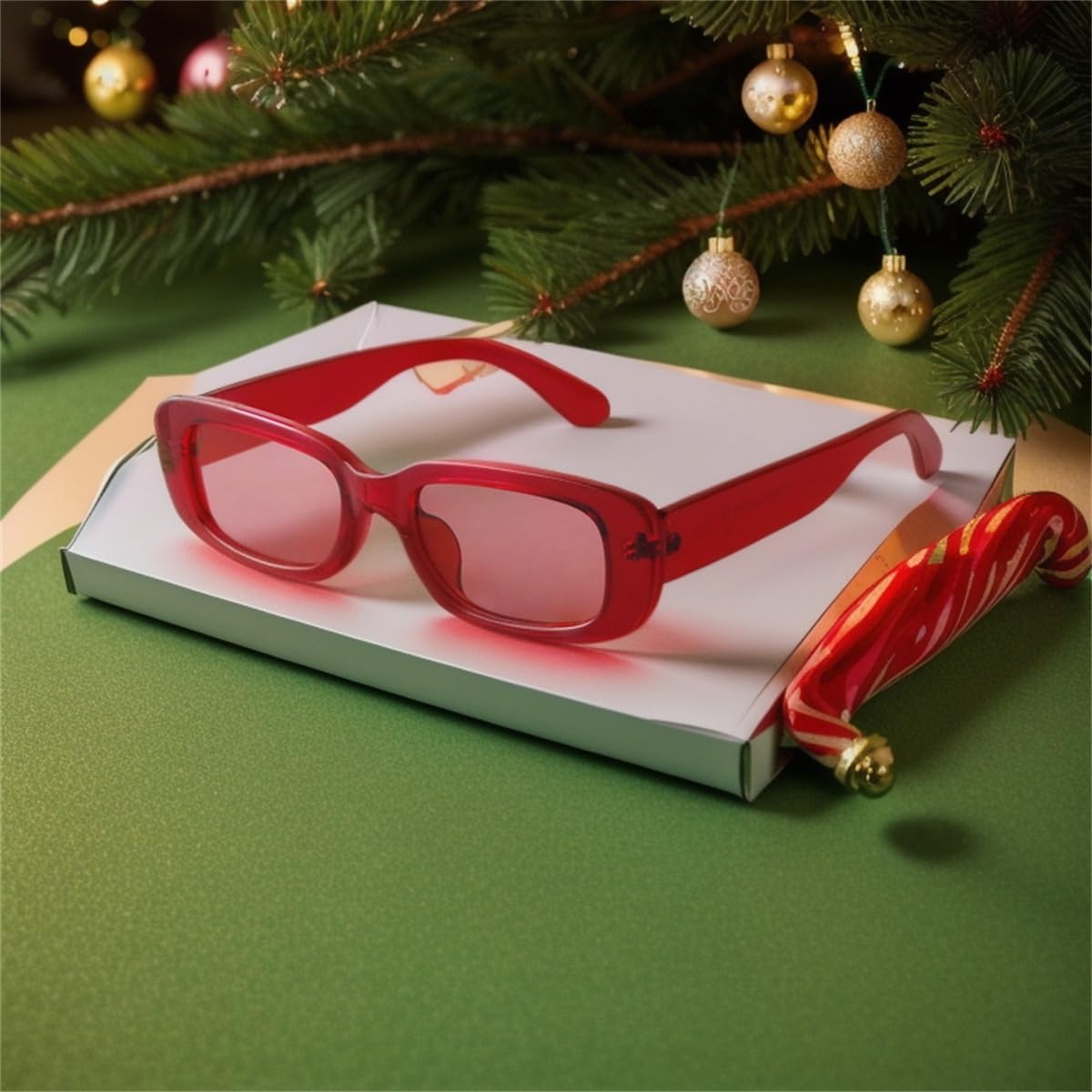 ADE WU Rectangle Sunglasses for Women Men Retro 90s Trendy Narrow Rectangular Sun Glasses Fashion Y2K Unisex Stylish - Image 2